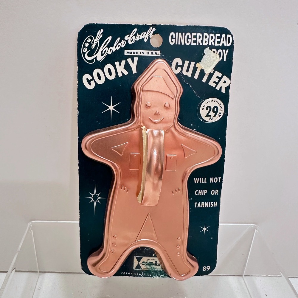 Vintage Color Craft Copper Alcoa Aluminum Gingerbread Boy Cookie Cutter NOS
